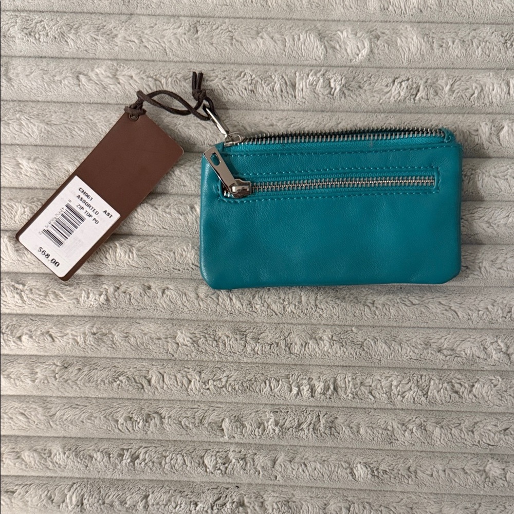Junior Drake Teal Leather Envelope Card Wallet - Picture 2 of 4